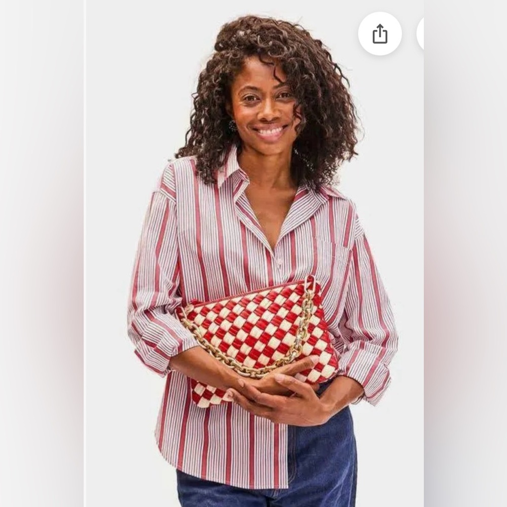 Stylish Red and White Checkered Clutch